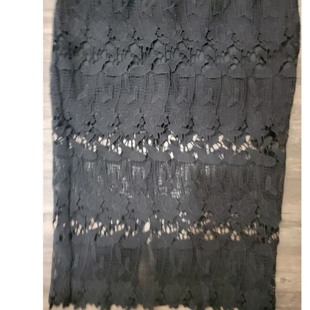 Fashion Nova Womens Black Lace Halter Midi Dress Crochet Detail Size L - Picture 3 of 7